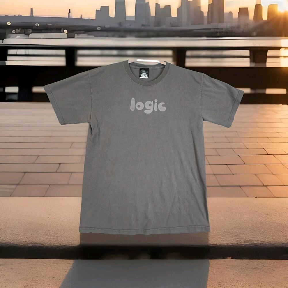Logic Shirt Mens Medium Grey Gray Short Sleeve Rap Tee Music T-shirt Crew Neck G